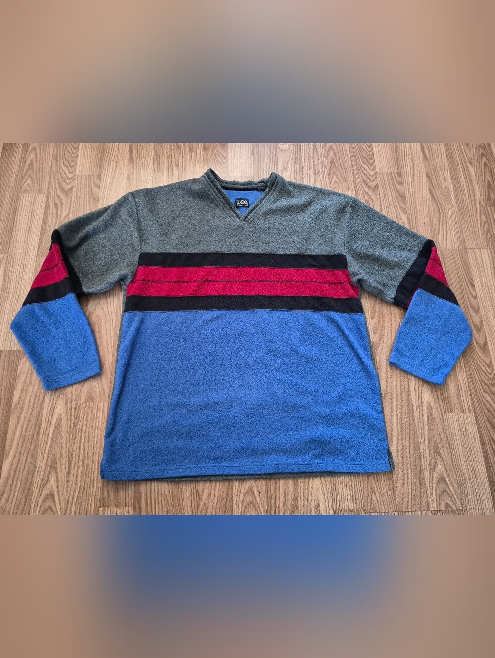 Vintage Lee Fleece V-Neck Long Sleeve Sweater